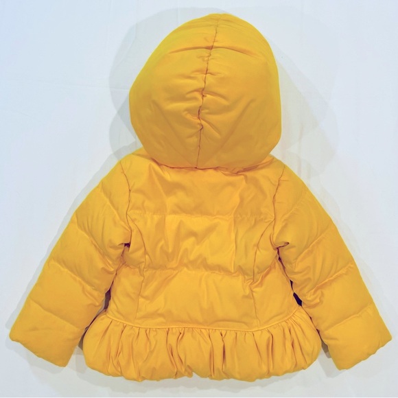 Ralph Lauren Winter Coat Girls 4 Hooded Down Peplum Puffer Jacket Yellow Hooded